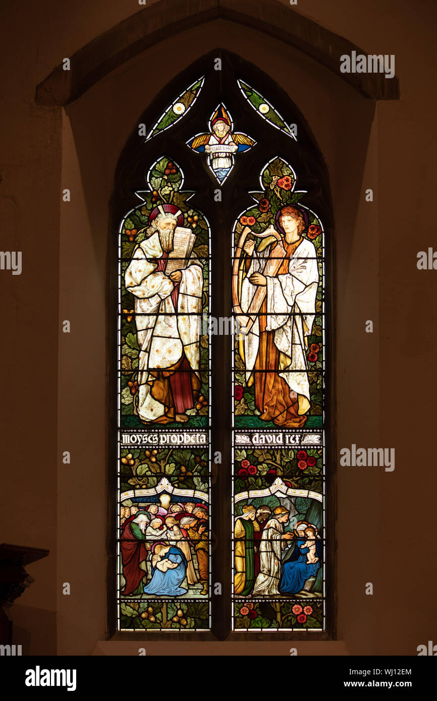 Stained glass windows by Edward BurneJones in Sheepy Magna church