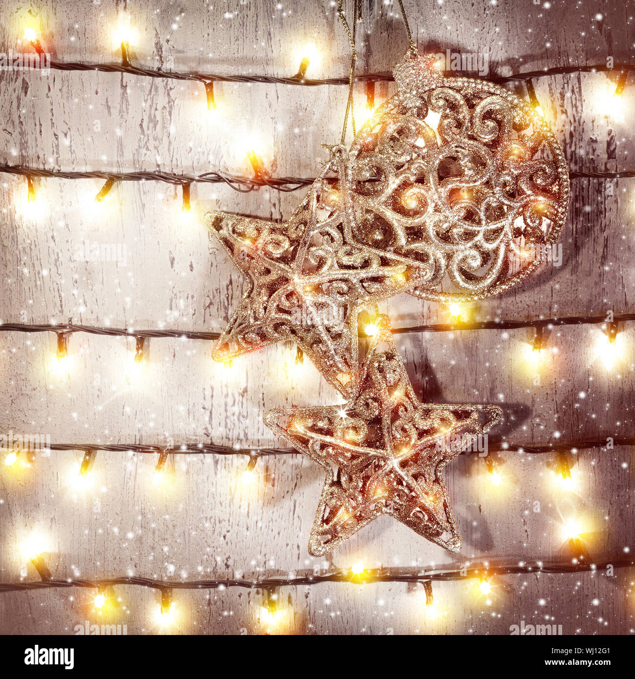 Beautiful Christmas Decor Decorative Golden Stars Hanging