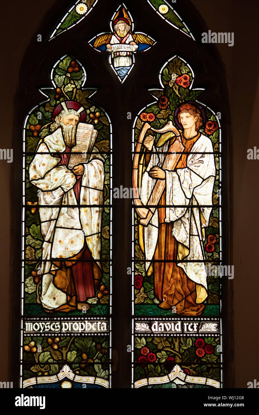 Stained glass windows by Edward BurneJones in Sheepy Magna church