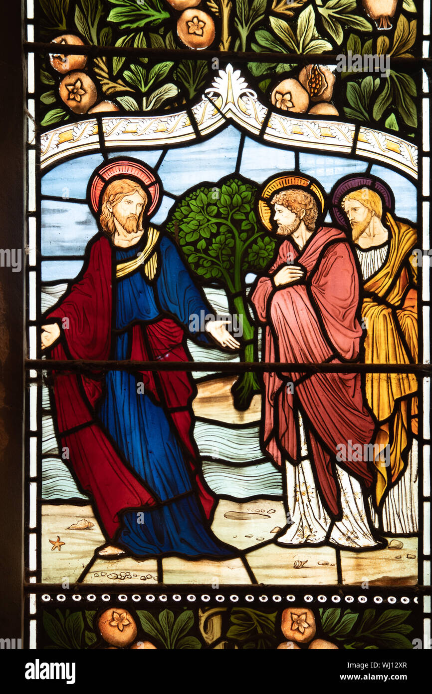 Stained glass windows by Edward BurneJones in Sheepy Magna church