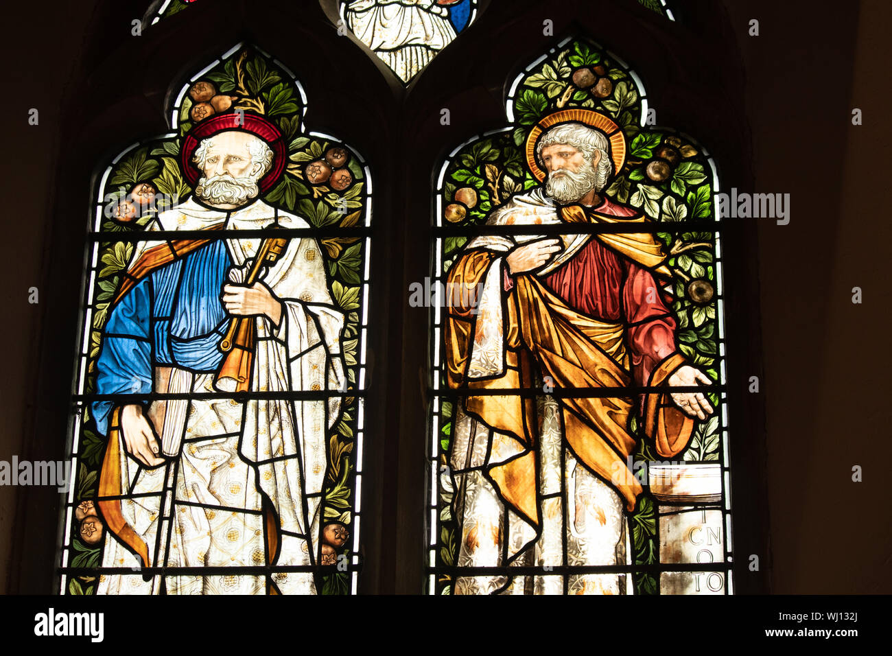 Stained glass windows by Edward BurneJones in Sheepy Magna church
