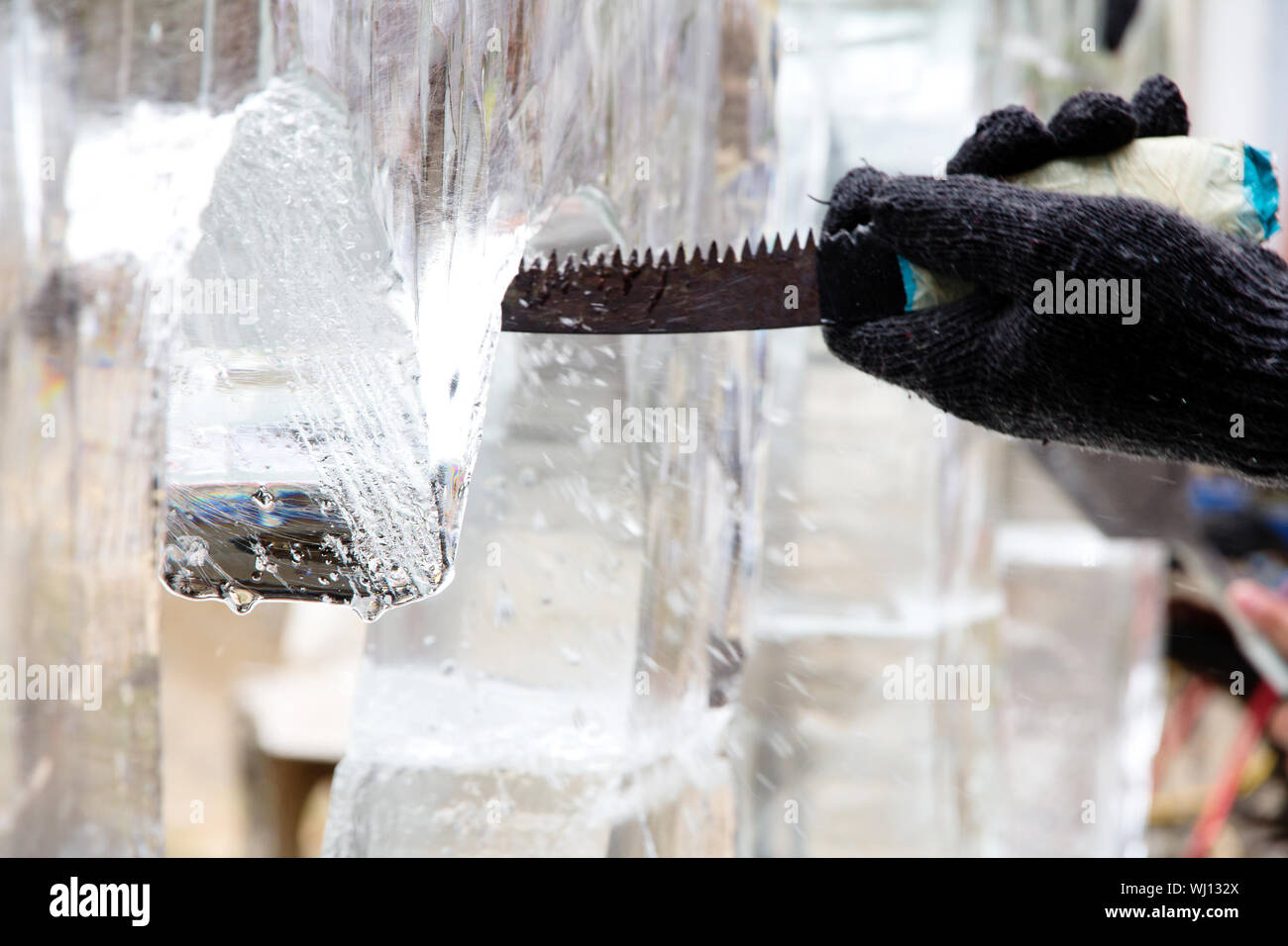 Ice Sculpture Carving Stock Photo Alamy