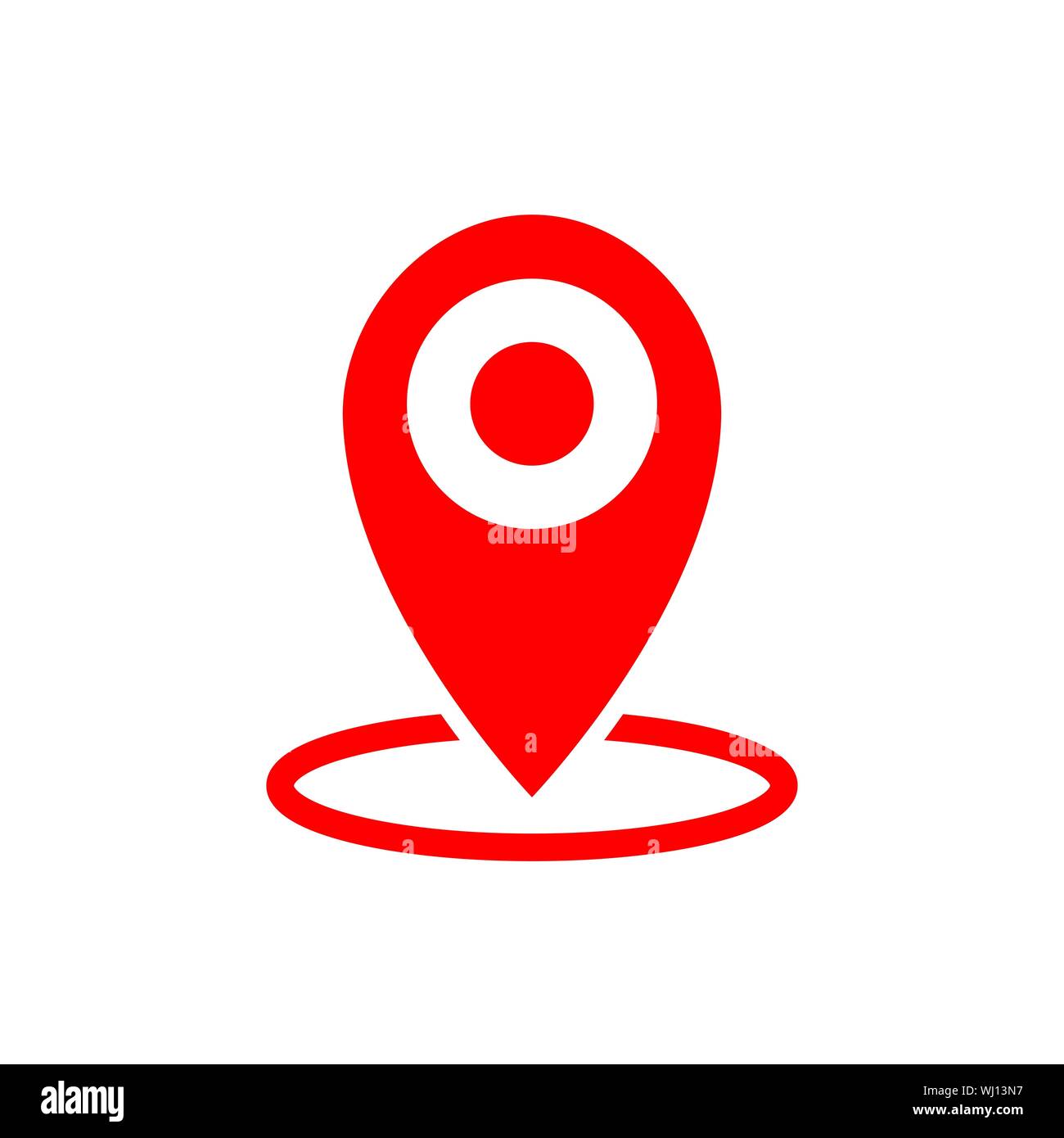Location map icon. Gps pointer mark symbol Pin sign Isolated on white background Navigation map symbol in flat style Place icon in red Vector illustra Stock Vector