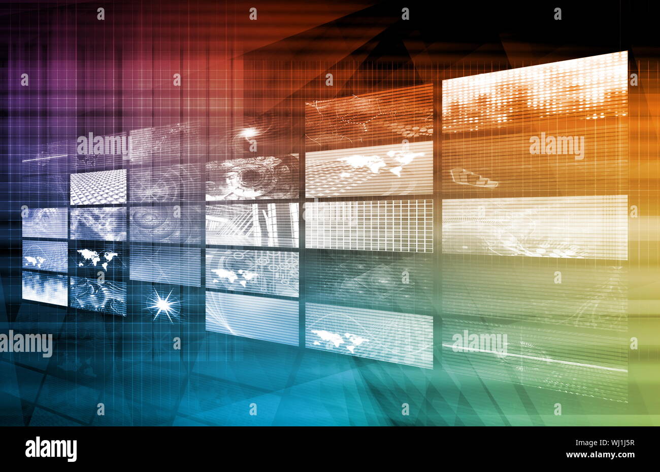 Internet Multimedia Sharing and Viewing as Concept Stock Photo