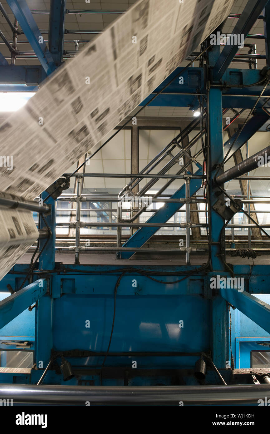 Closeup of newspaper production and printing process Stock Photo Alamy