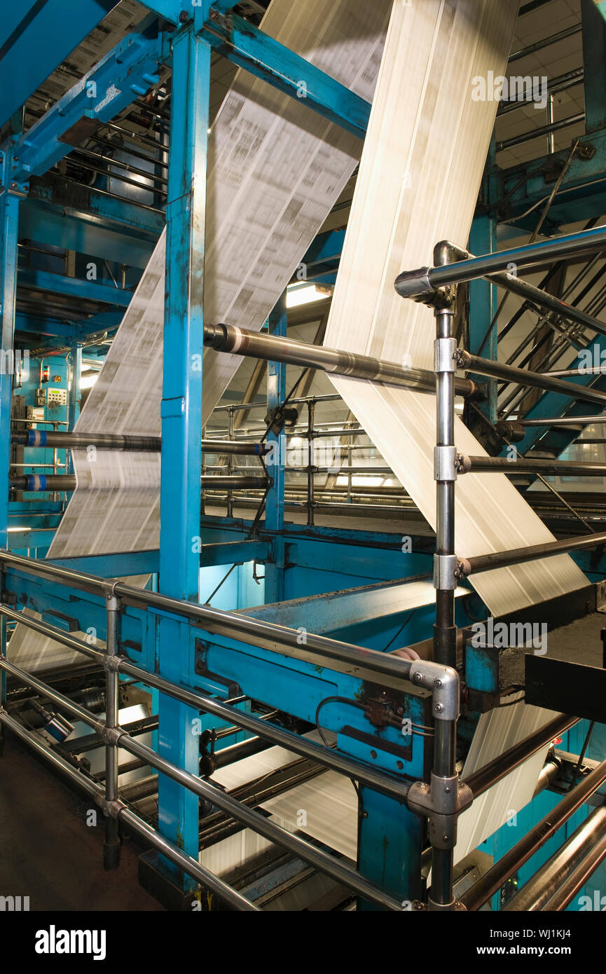 View of newspaper production and printing process Stock Photo Alamy