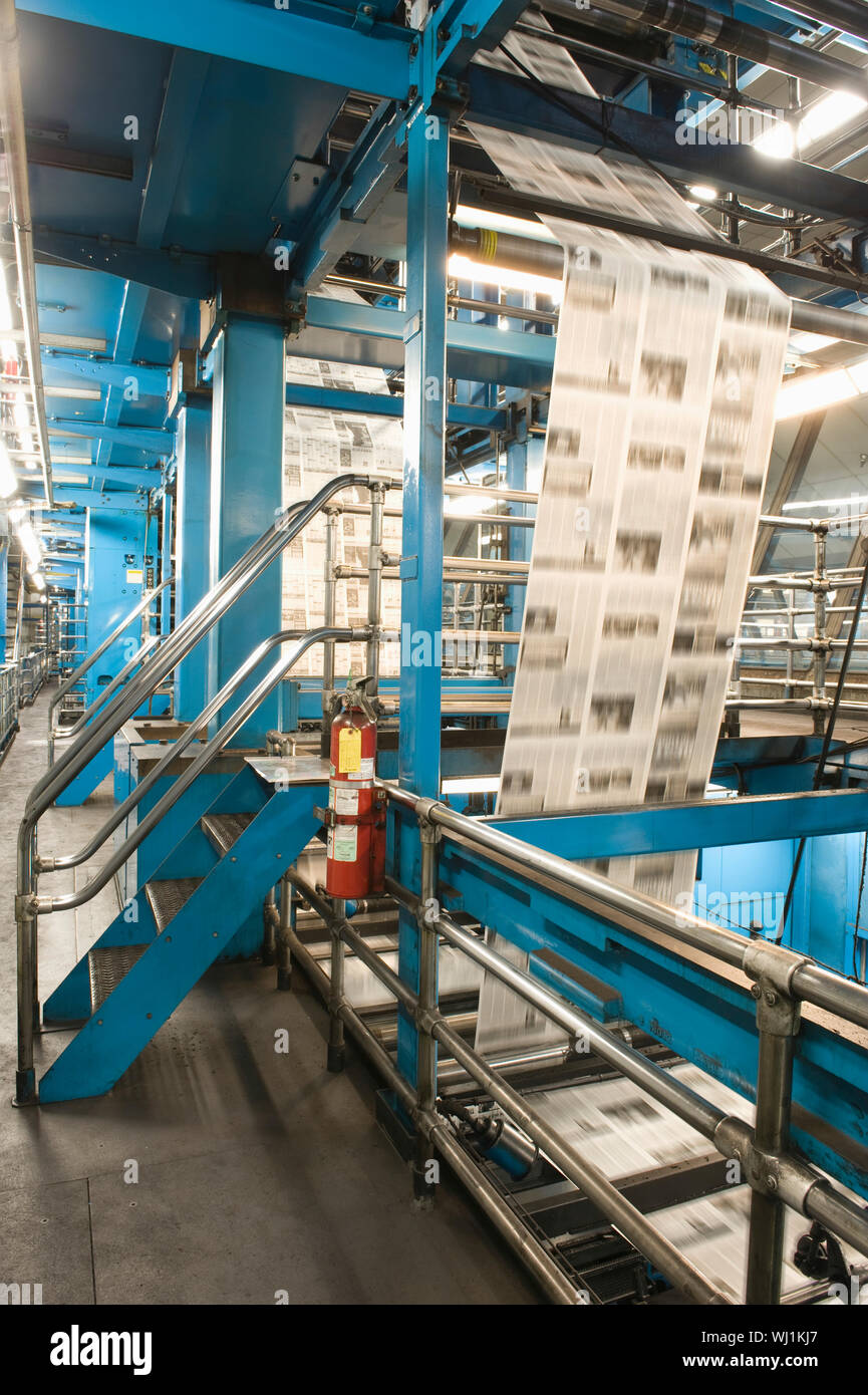 View of newspaper production and printing process Stock Photo Alamy