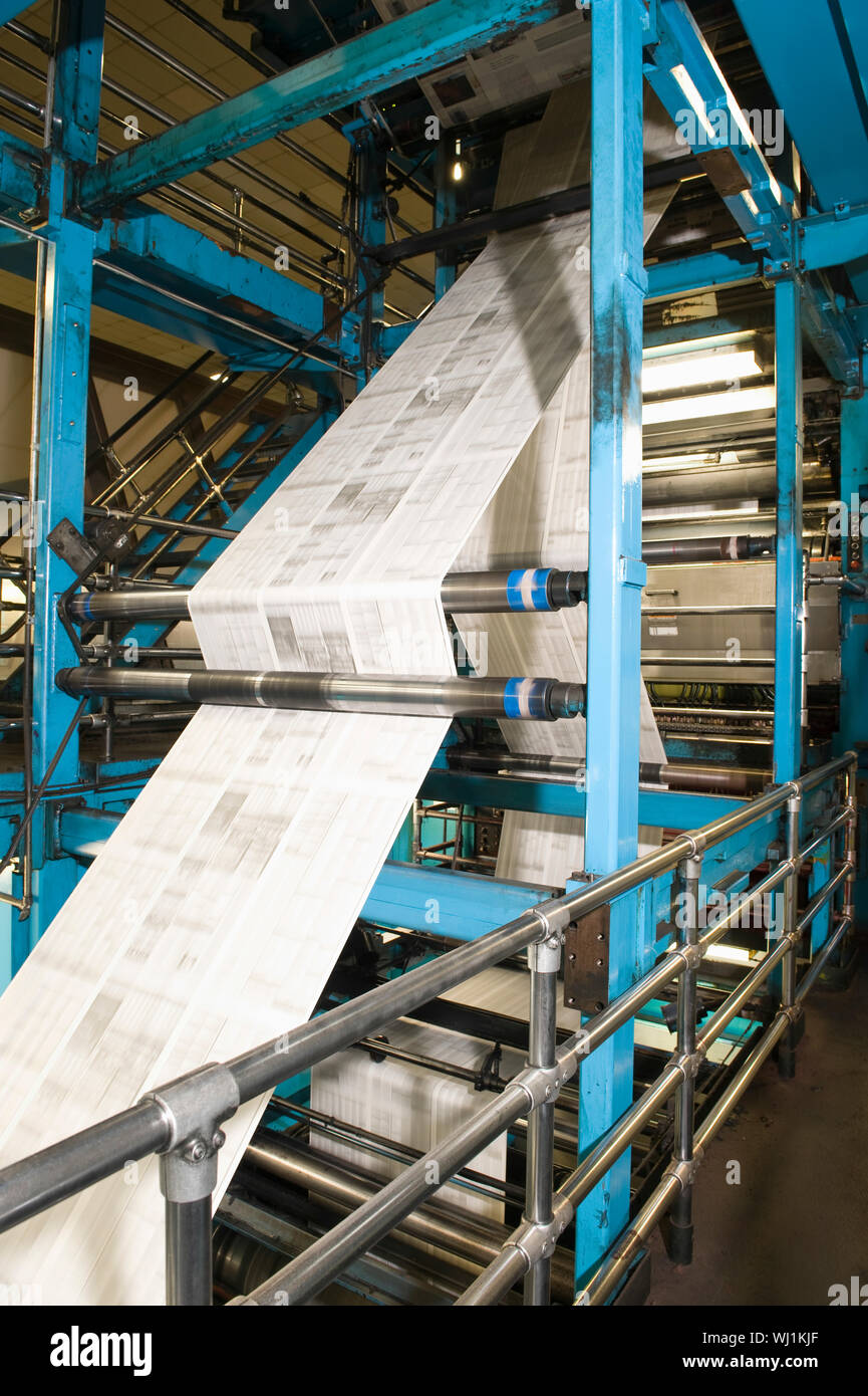 View of newspaper production and printing process Stock Photo Alamy