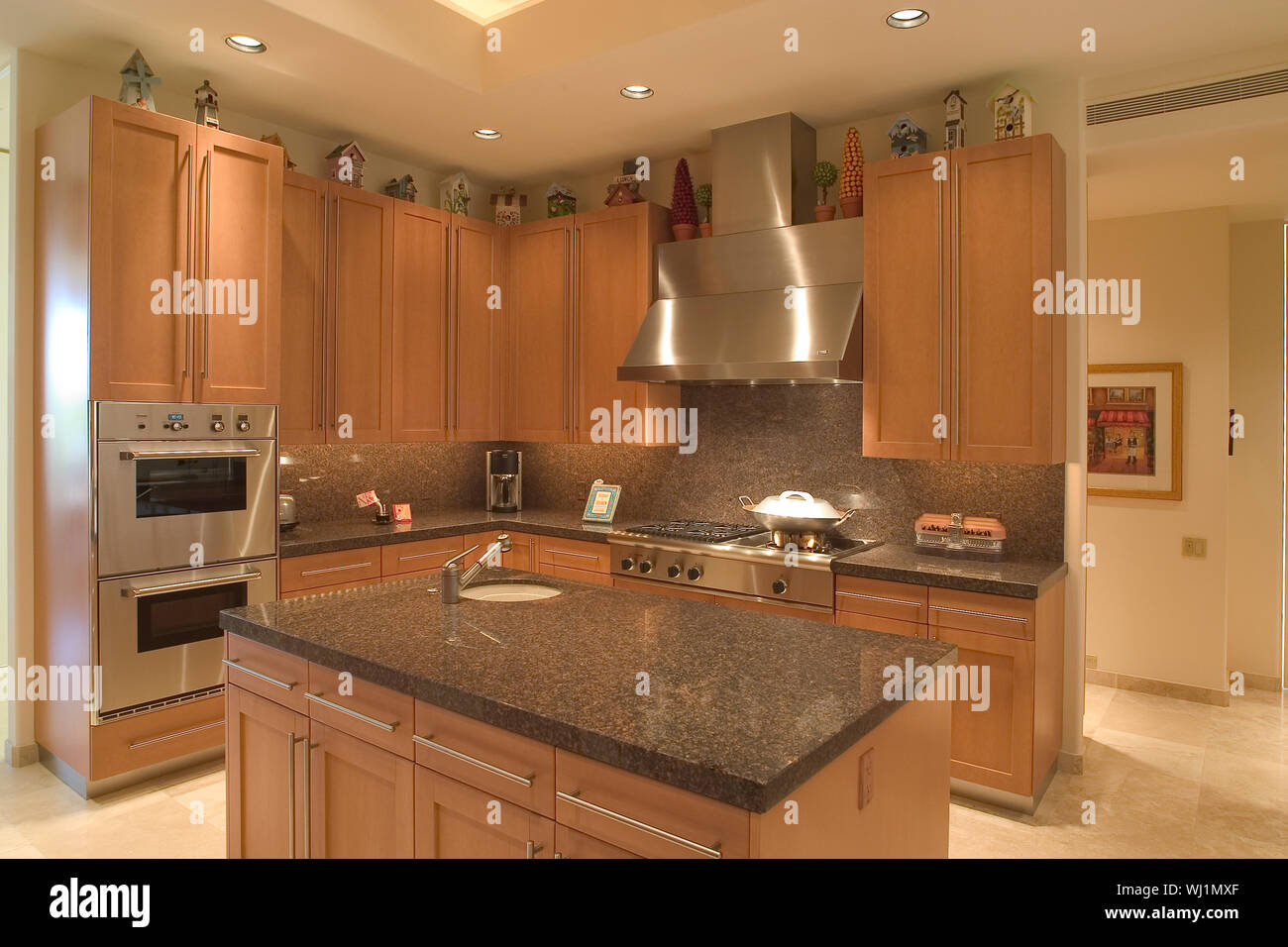 View of a modern kitchen in a house Stock Photo - Alamy