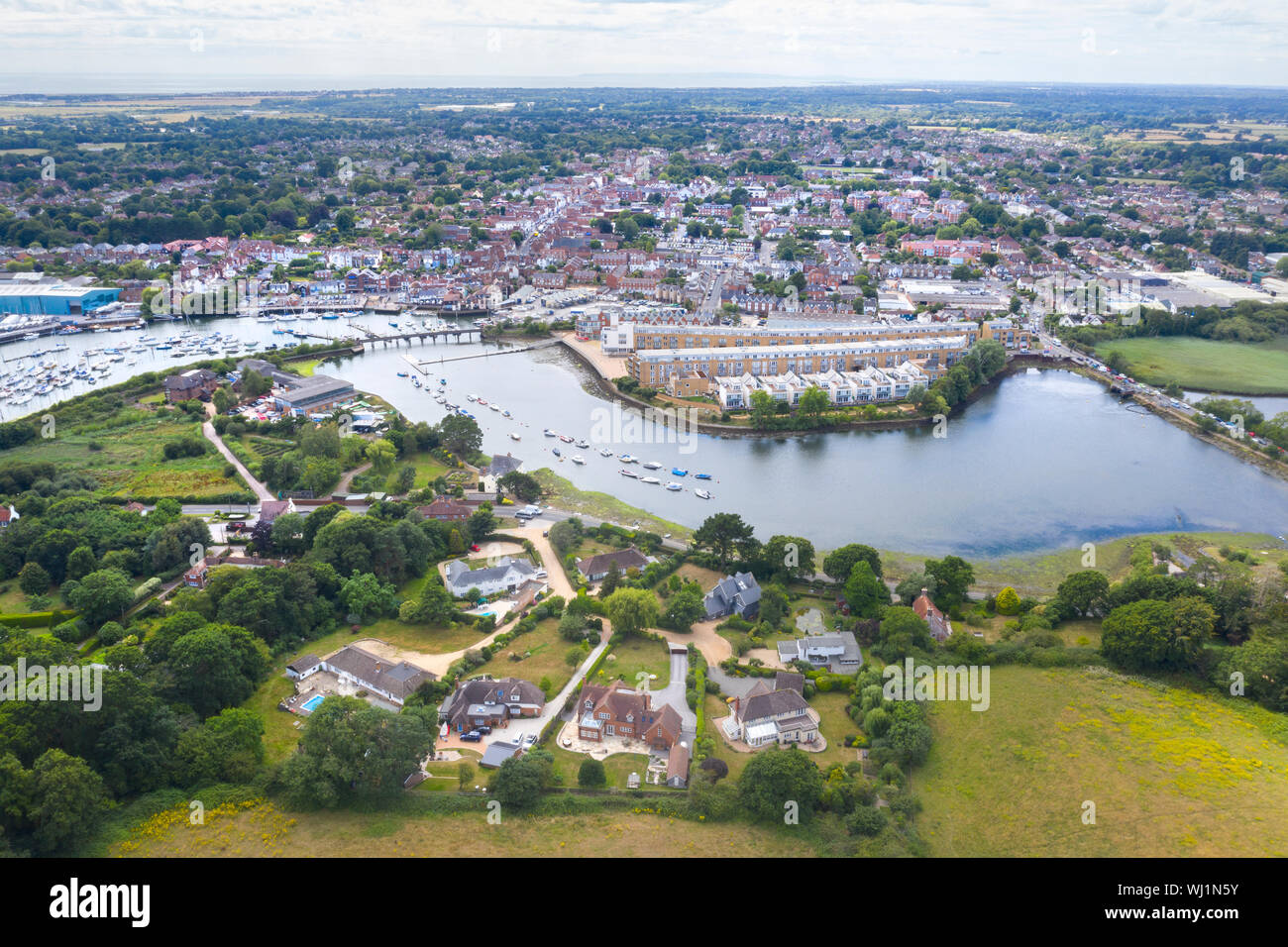 Lymington estuary from the air Stock Photo