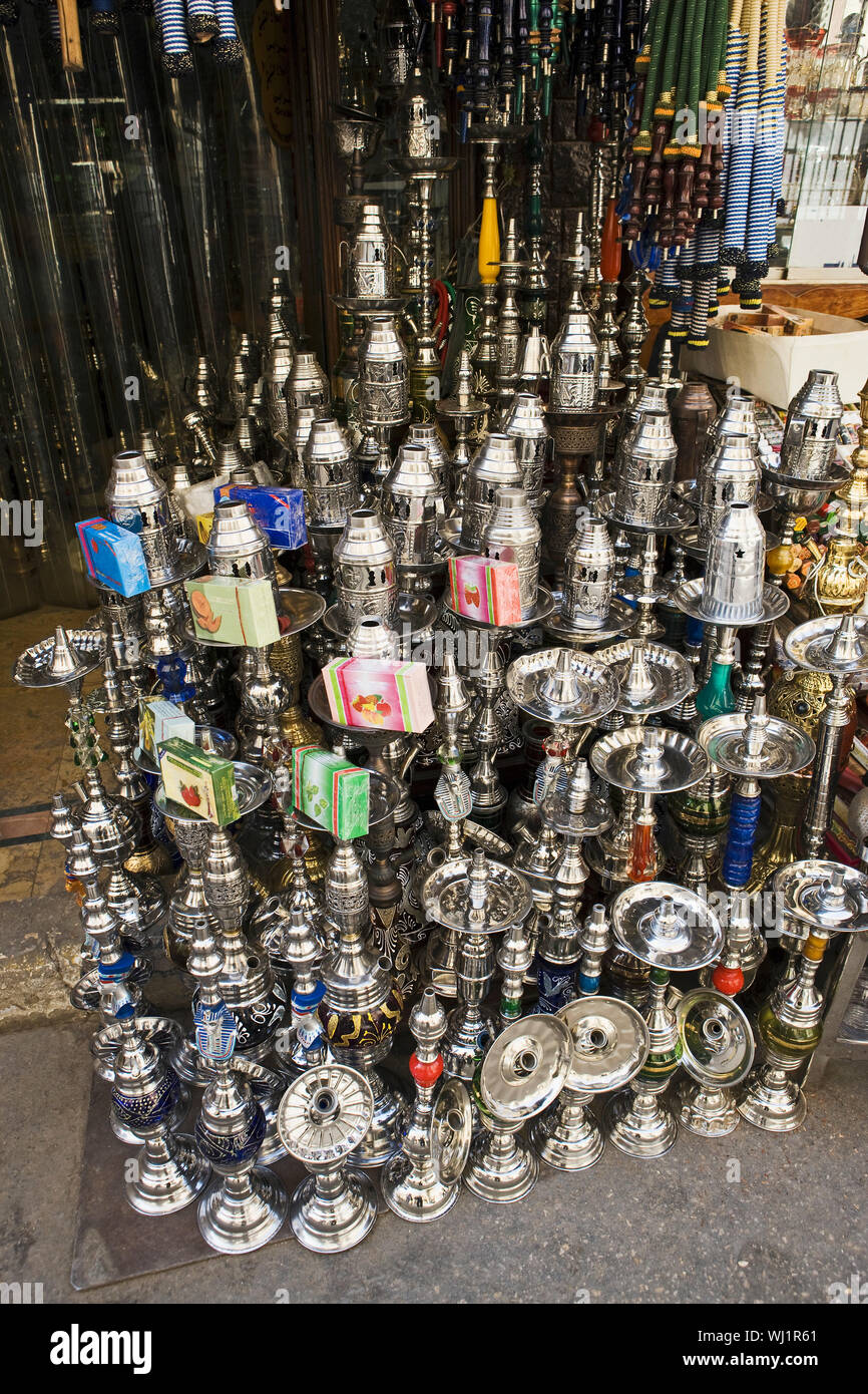Hookahs in Cairo Bazaar, Khan Al Khalili Bazaar, Cairo, Egypt, Egyptian