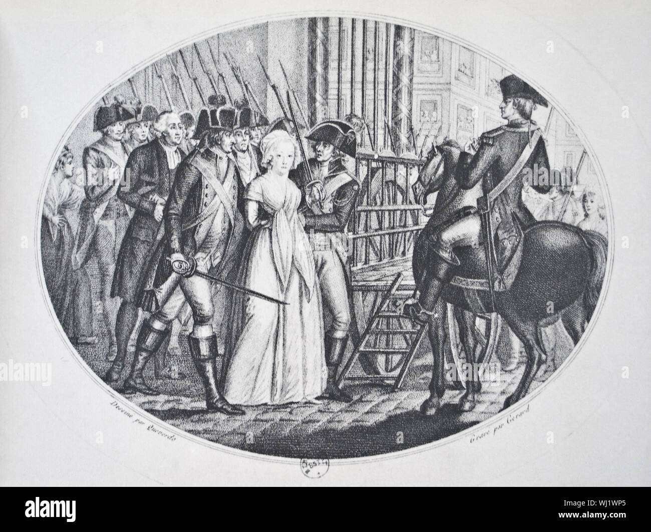 Book illustration representing Marie Antoinette, the queen of France going to the place of her execution ( 16 october 1793). Stock Photo