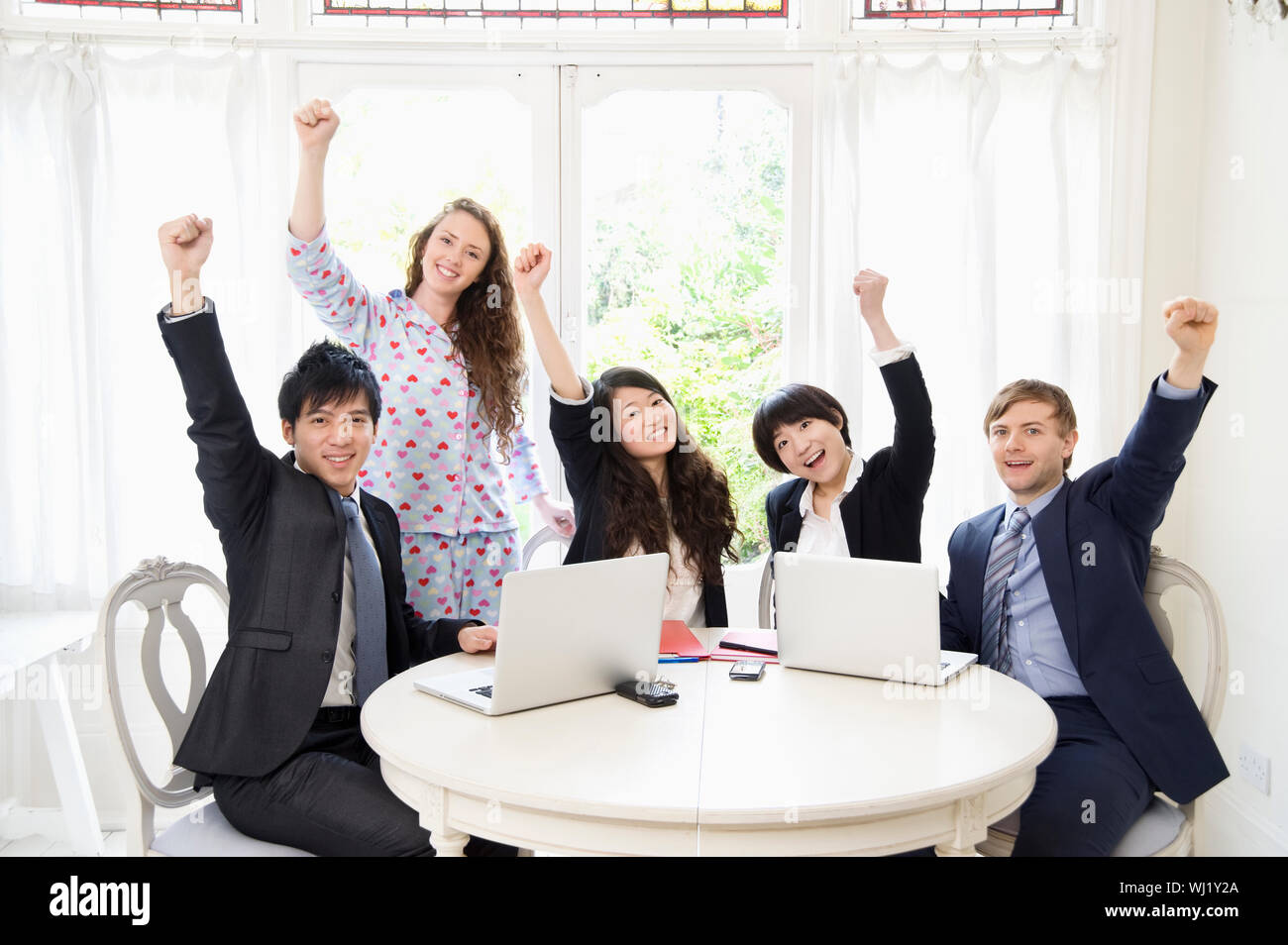 Excited businesspeople Stock Photo