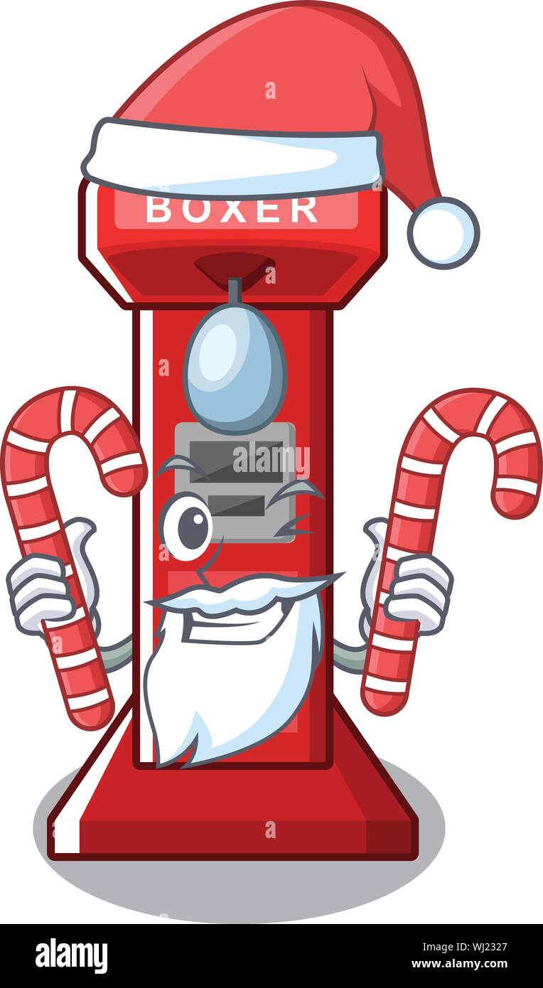 Santa with candy boxing game machine in cartoon shape Stock Vector