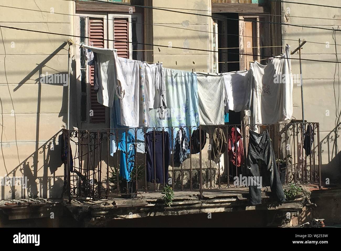 Clothes Drying At Balcony Stock Photo Alamy