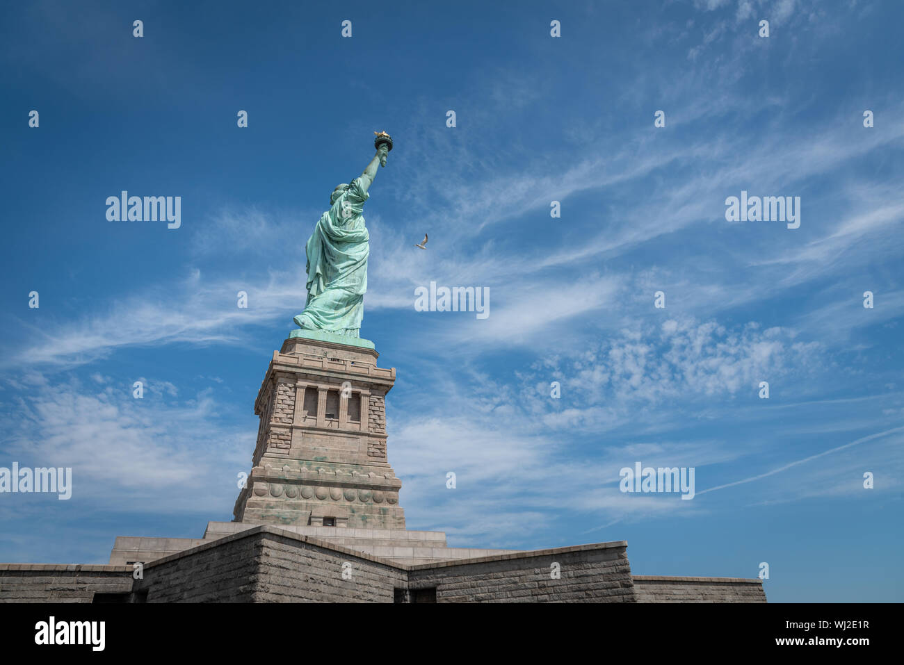 Shot of the Statue of Liberty in New York City, Usa. The shot is taken ...
