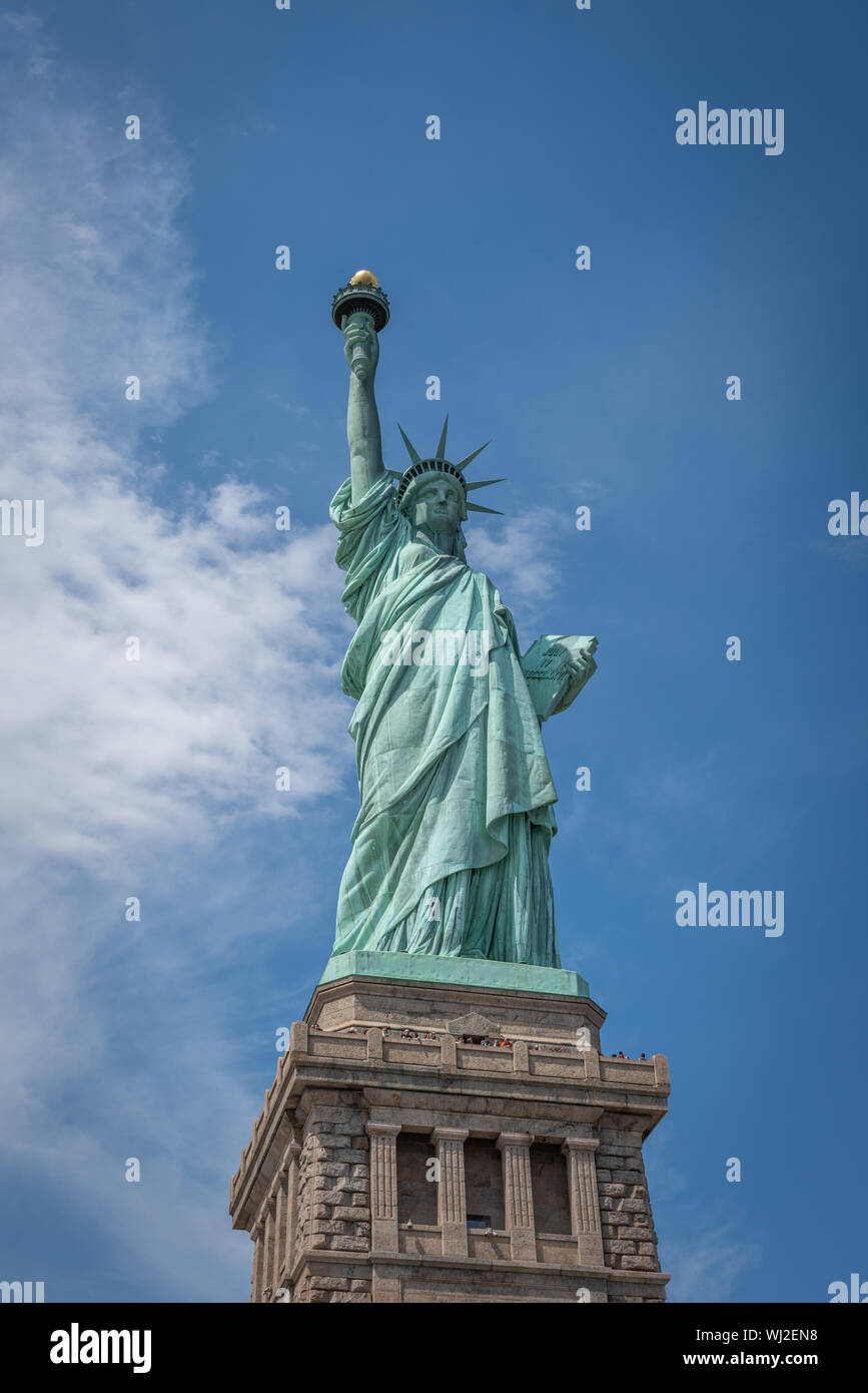 Shot of the Statue of Liberty in New York City, Usa. The shot is taken ...