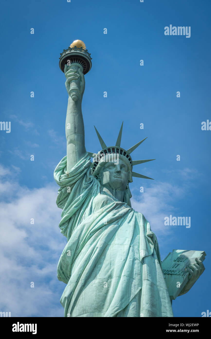 Shot of the Statue of Liberty in New York City, Usa. The shot is taken ...