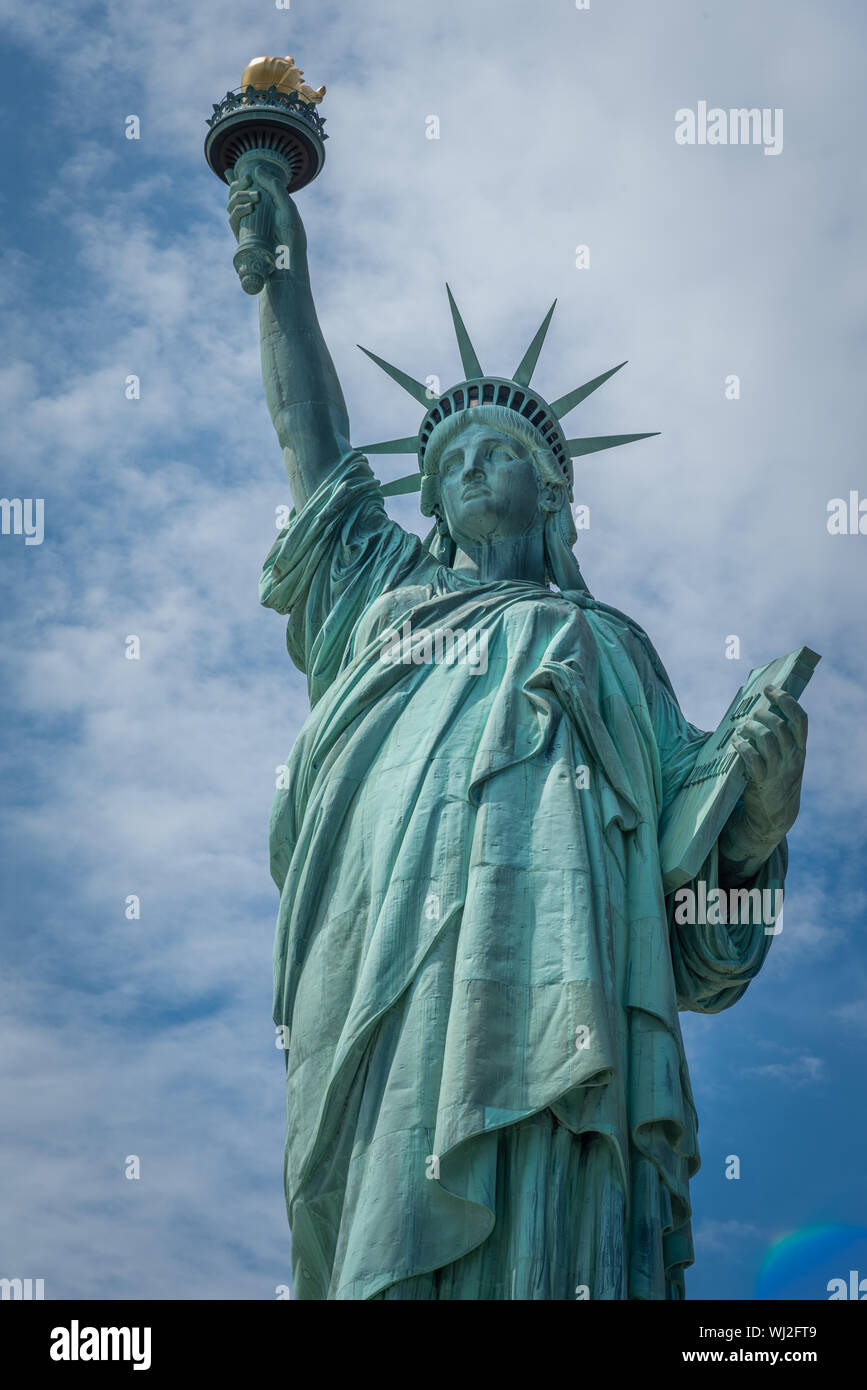 Shot of the Statue of Liberty in New York City, Usa. The shot is taken ...