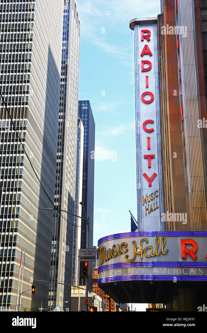 Sign of Radio City Music Hall in New York Stock Photo