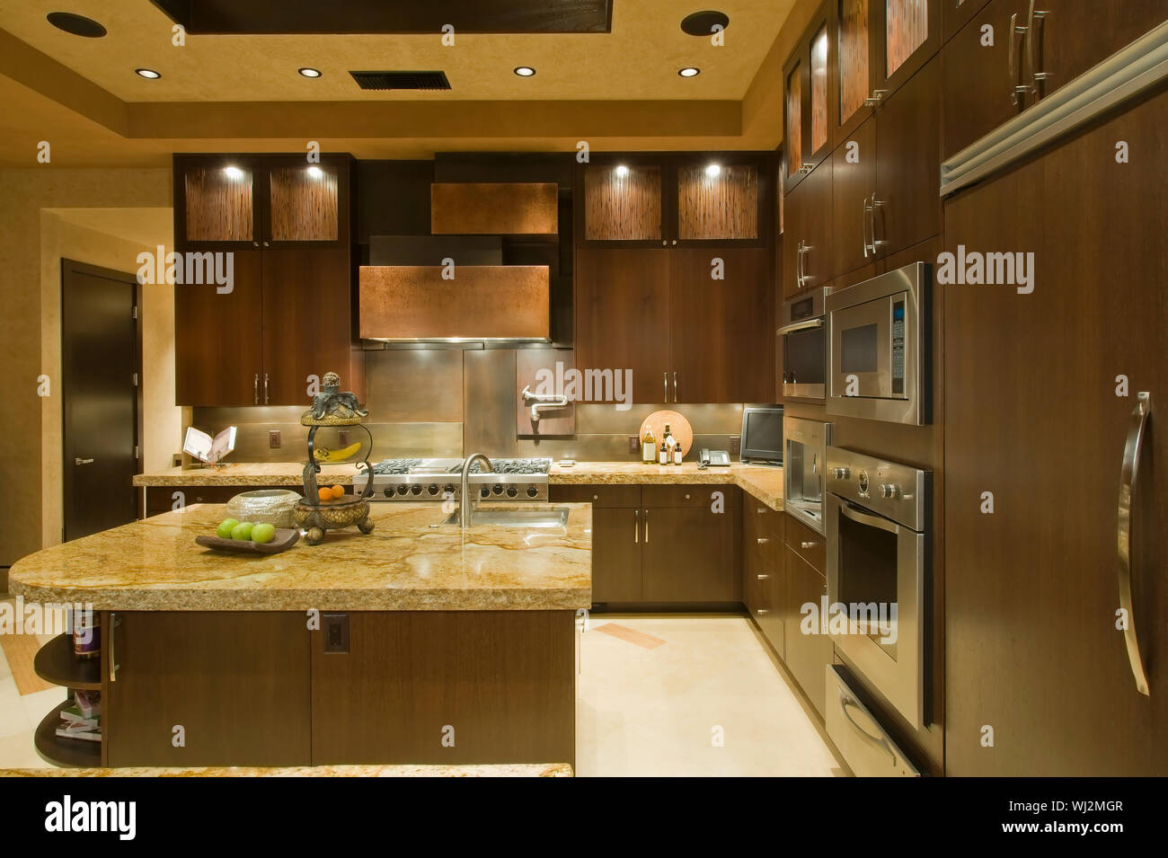 Interior of modern kitchen with cabinets Stock Photo - Alamy