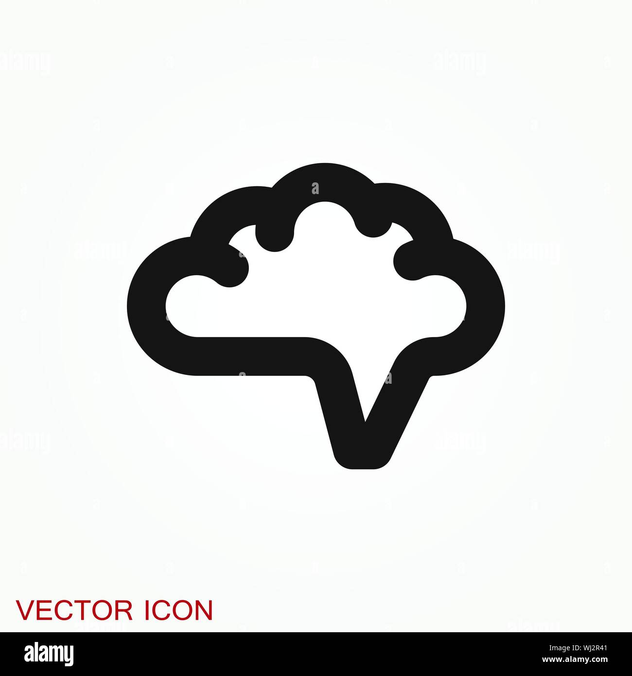 Brain vector icon. Simple illustration isolated on background Stock ...
