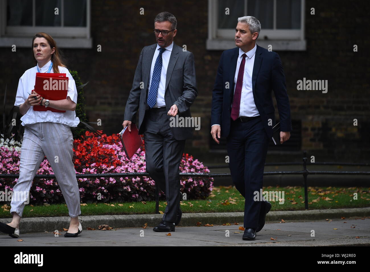Brexit Secretary Stephen Barclay (right) in Downing Street, London. Stock Photo