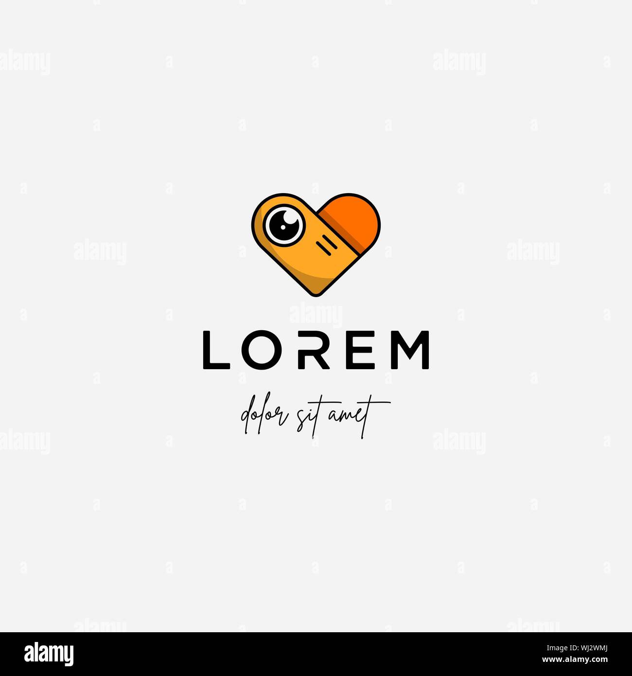 Camera Love Logo Template Vector Design Stock Vector
