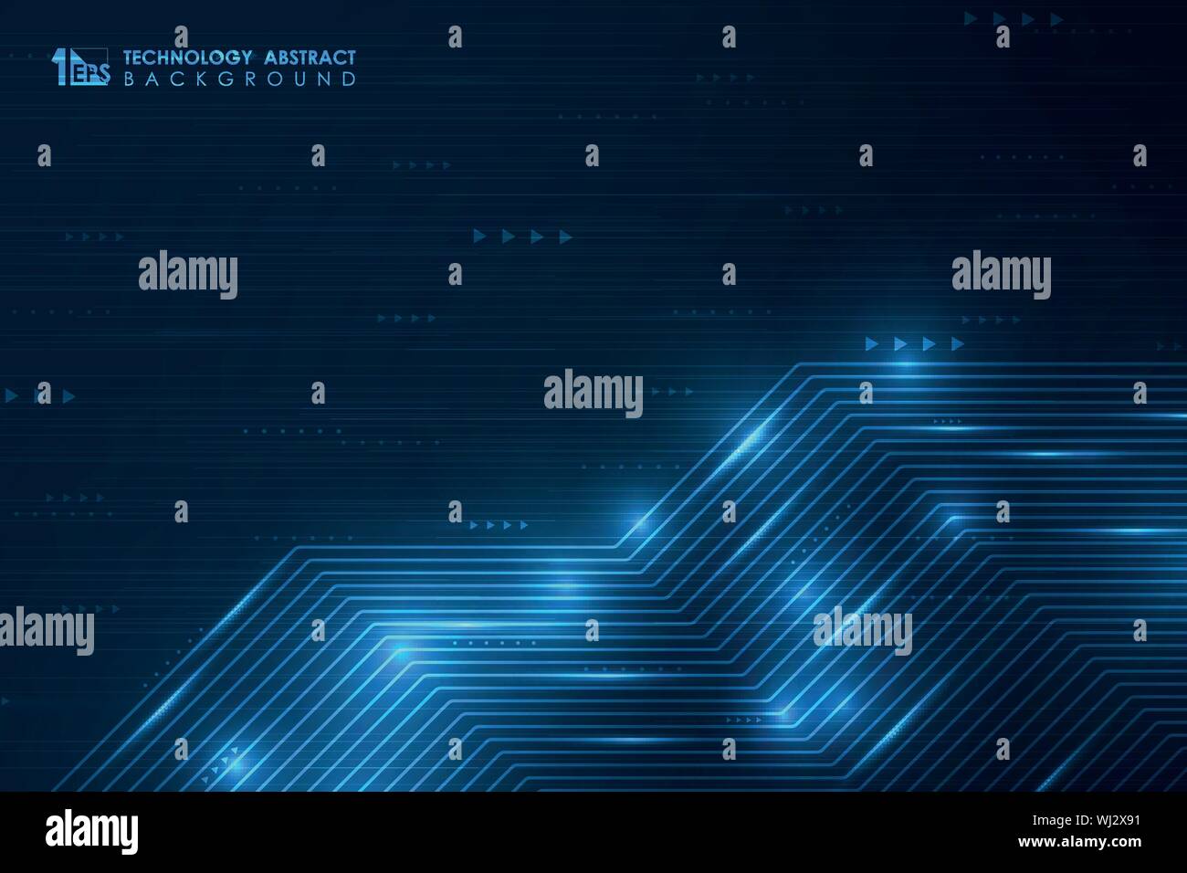 Abstract gradient blue futuristic line technology background. You can use for ad, poster, annual report, print, hi tech artwork. illustration vector Stock Vector
