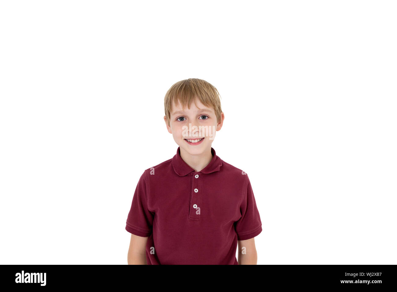Cutout portrait of pre-teen boy over white background Stock Photo - Alamy