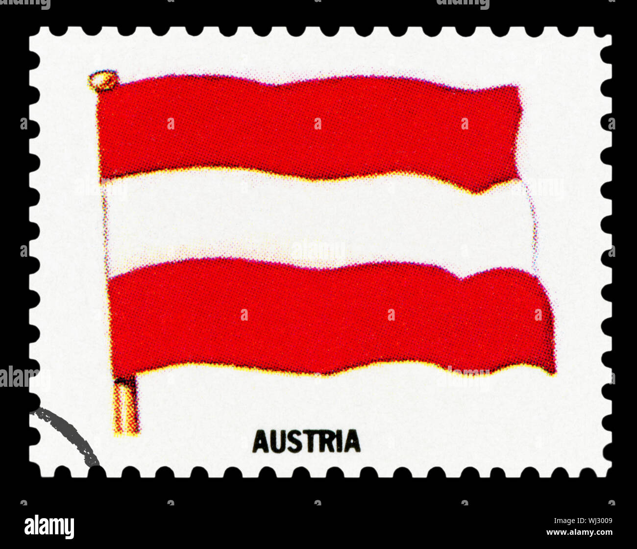 AUSTRIA FLAG - Postage Stamp isolated on black background. Stock Photo