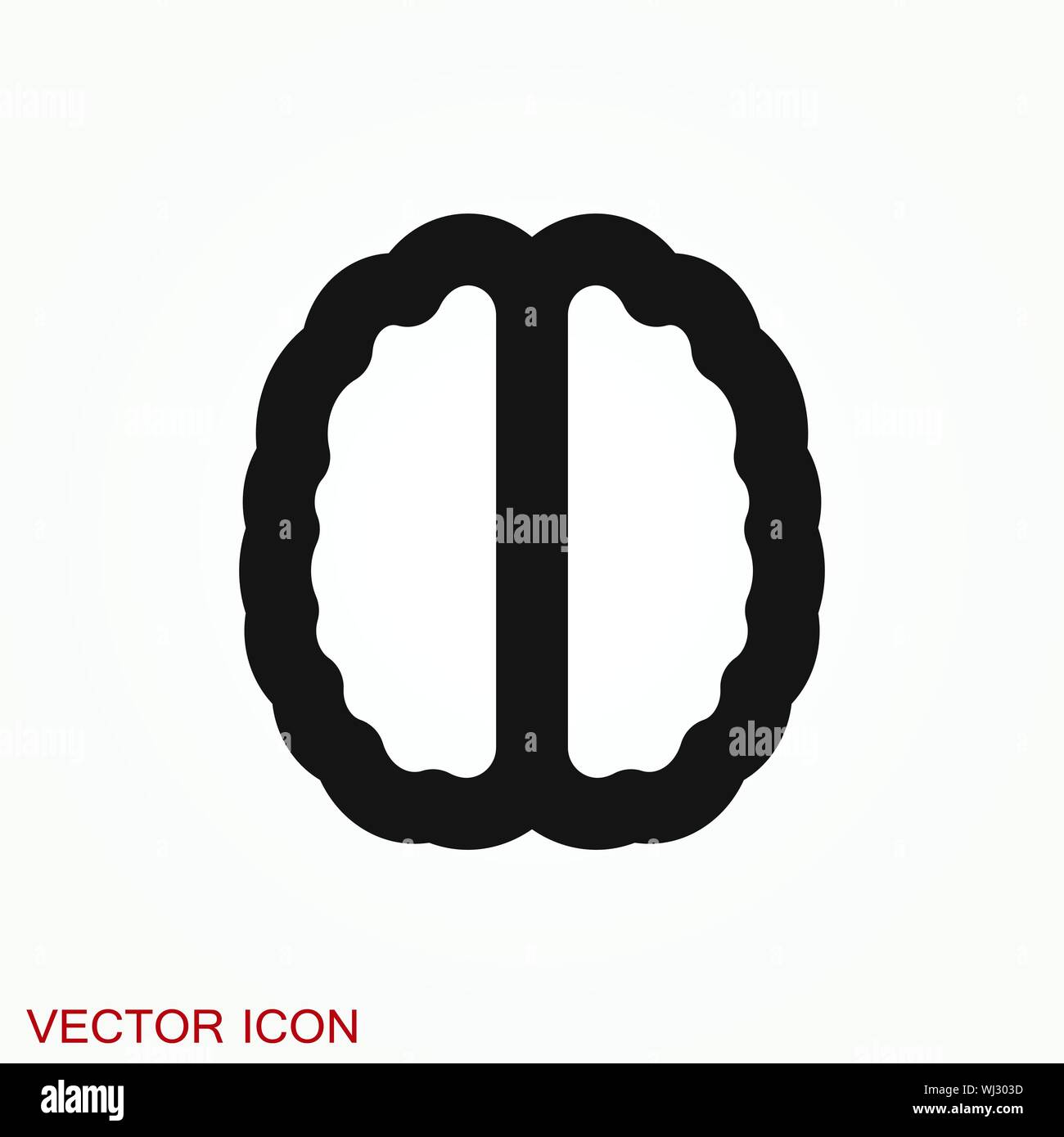 Brain vector icon. Simple illustration isolated on background Stock ...