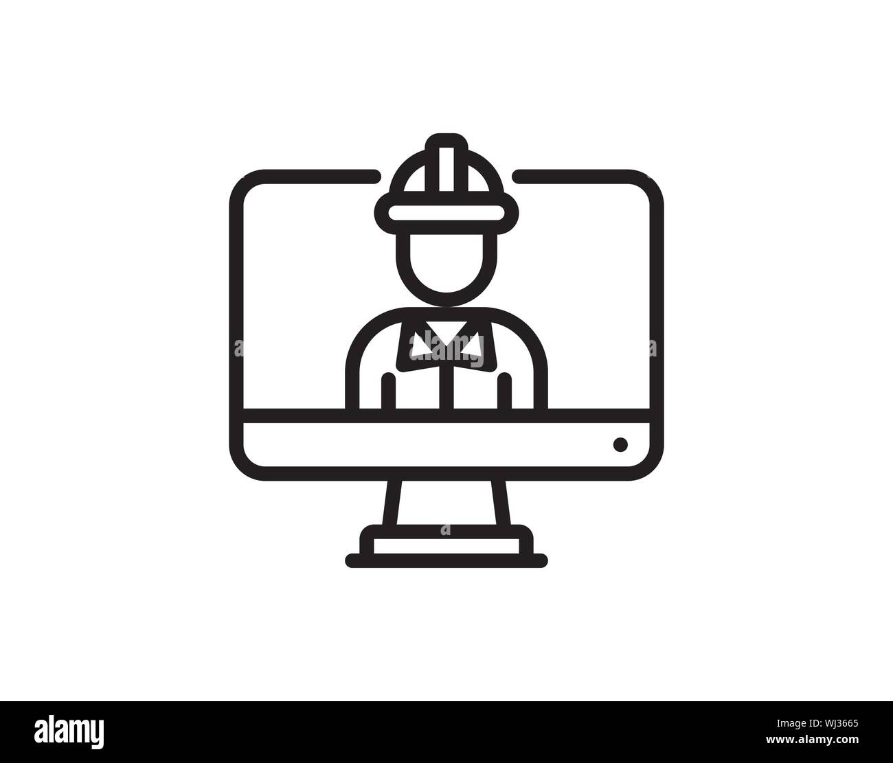 monitor engineer icon monitor engineer isolated, screen avatar