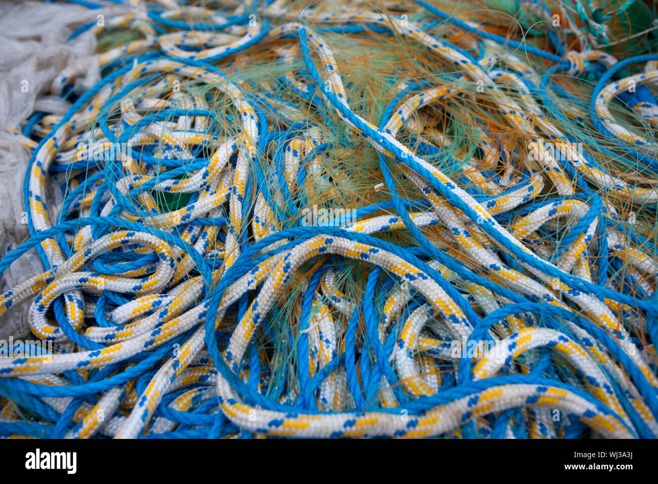 Detail of fishing nets and ropes Stock Photo - Alamy