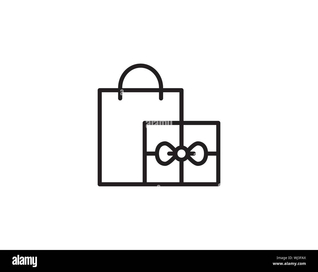 shopping bag with gift box vector icon. Stock Vector