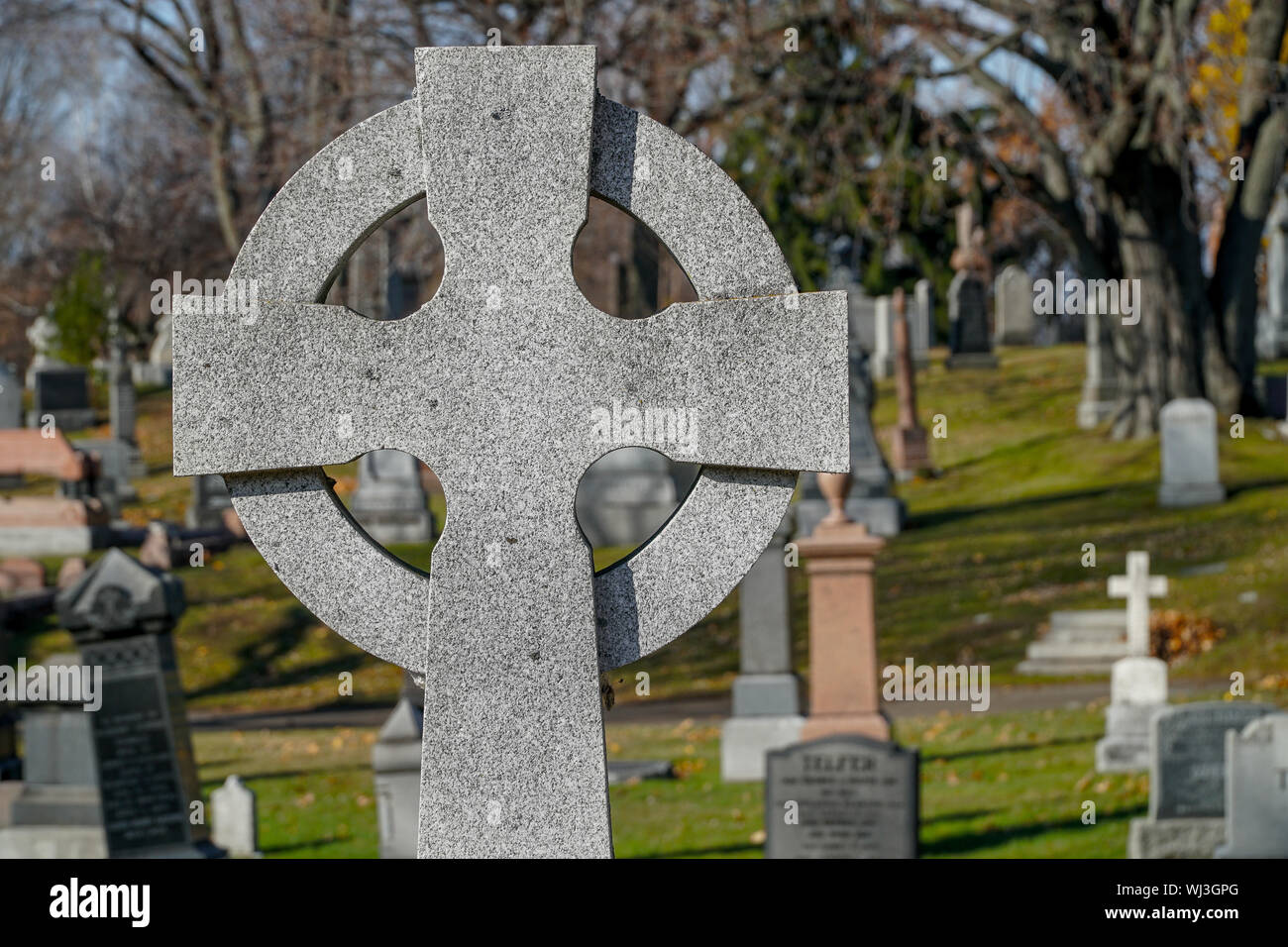 Celtic Cross At Cemetery Stock Photo