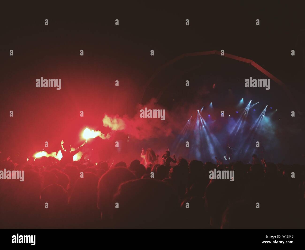 Crowd At Music Festival At Night Stock Photo - Alamy