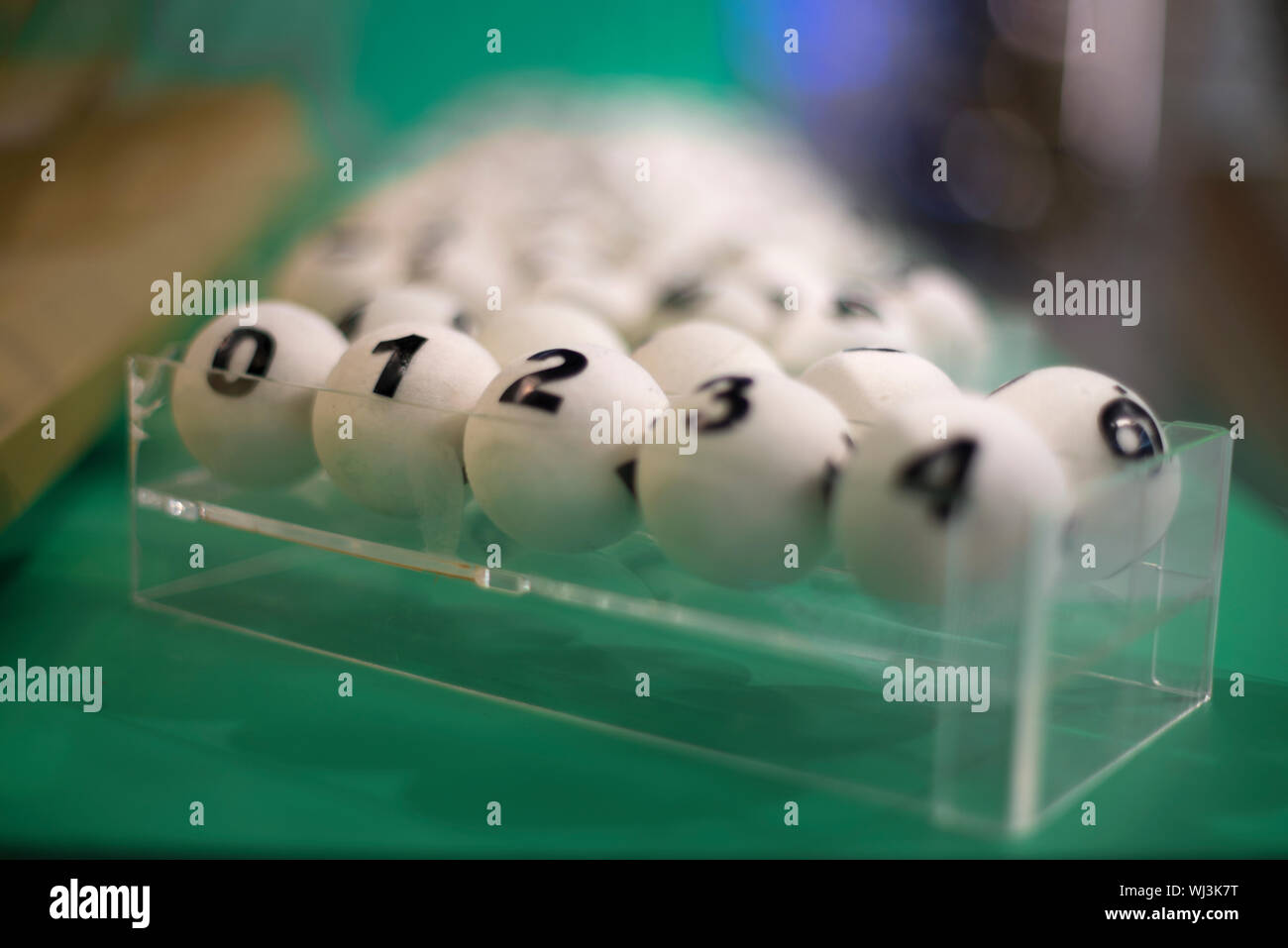 white balls with numbers for the game of lottery Stock Photo Alamy