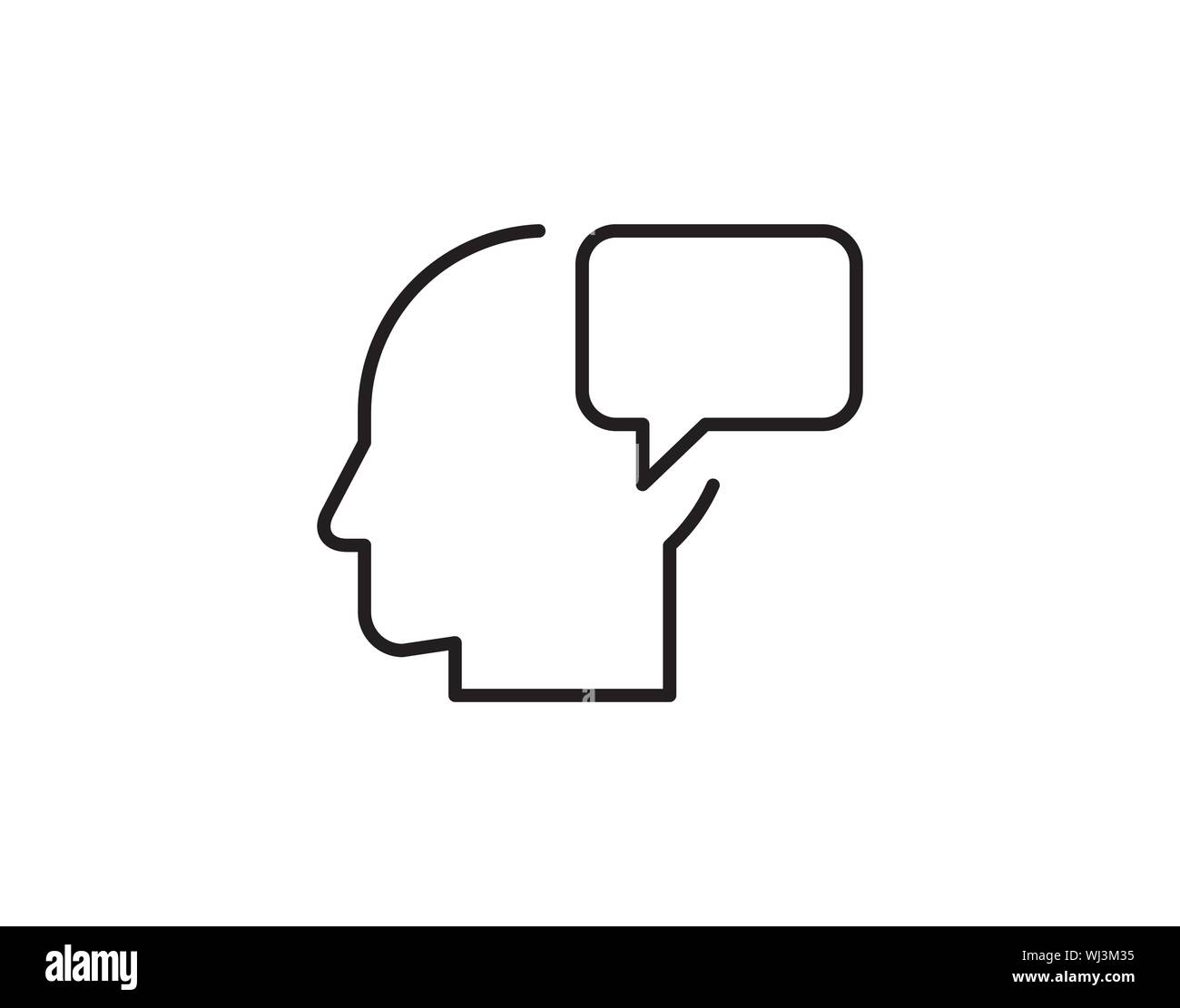 Head with Speech Bubble Icon Vector, Communication Thinking Illustration Stock Vector