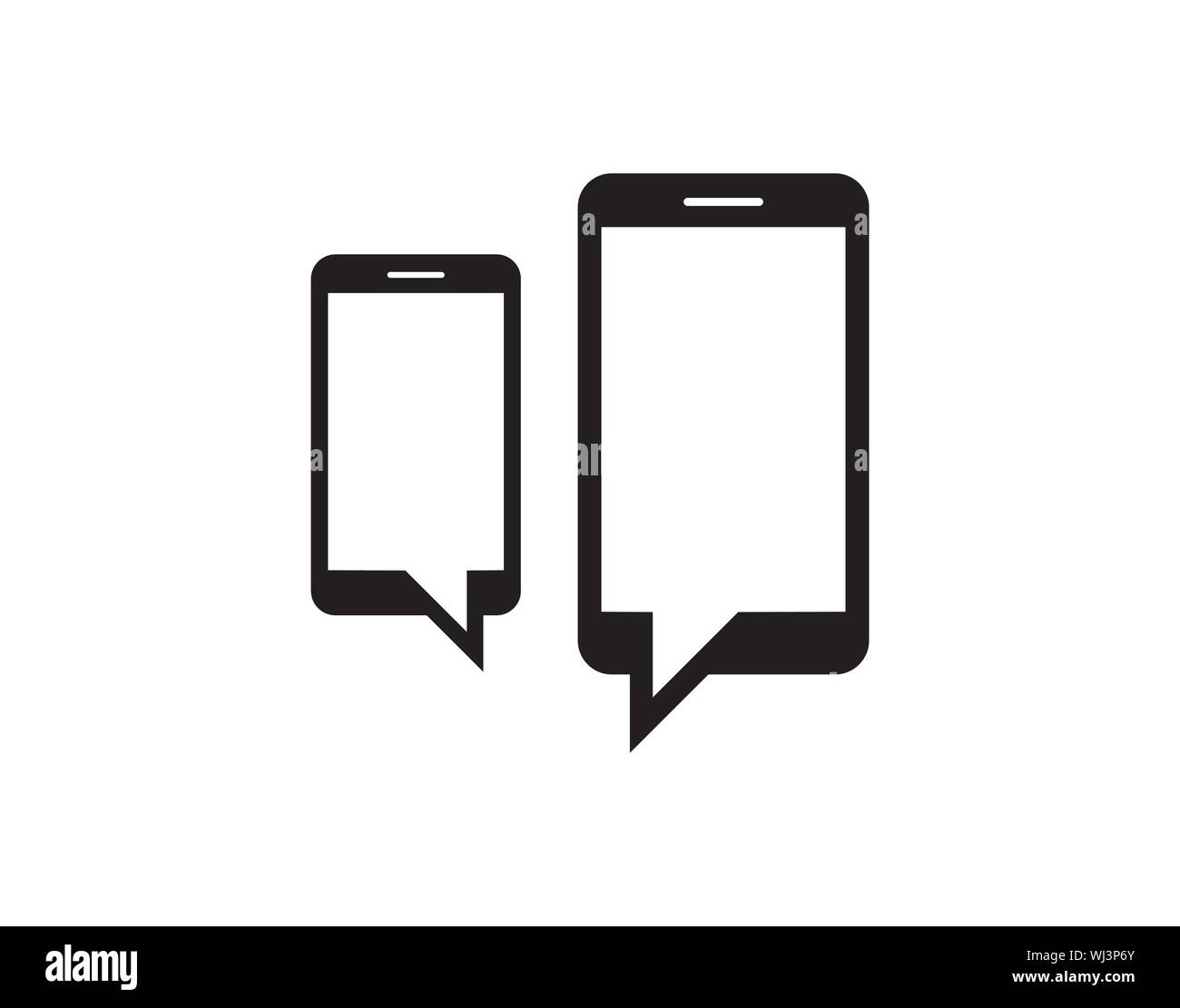 Messaging two smartphones illustration Stock Vector Images - Alamy