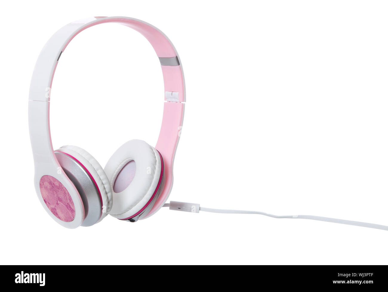Pink headphones isolated on white background Stock Photo - Alamy