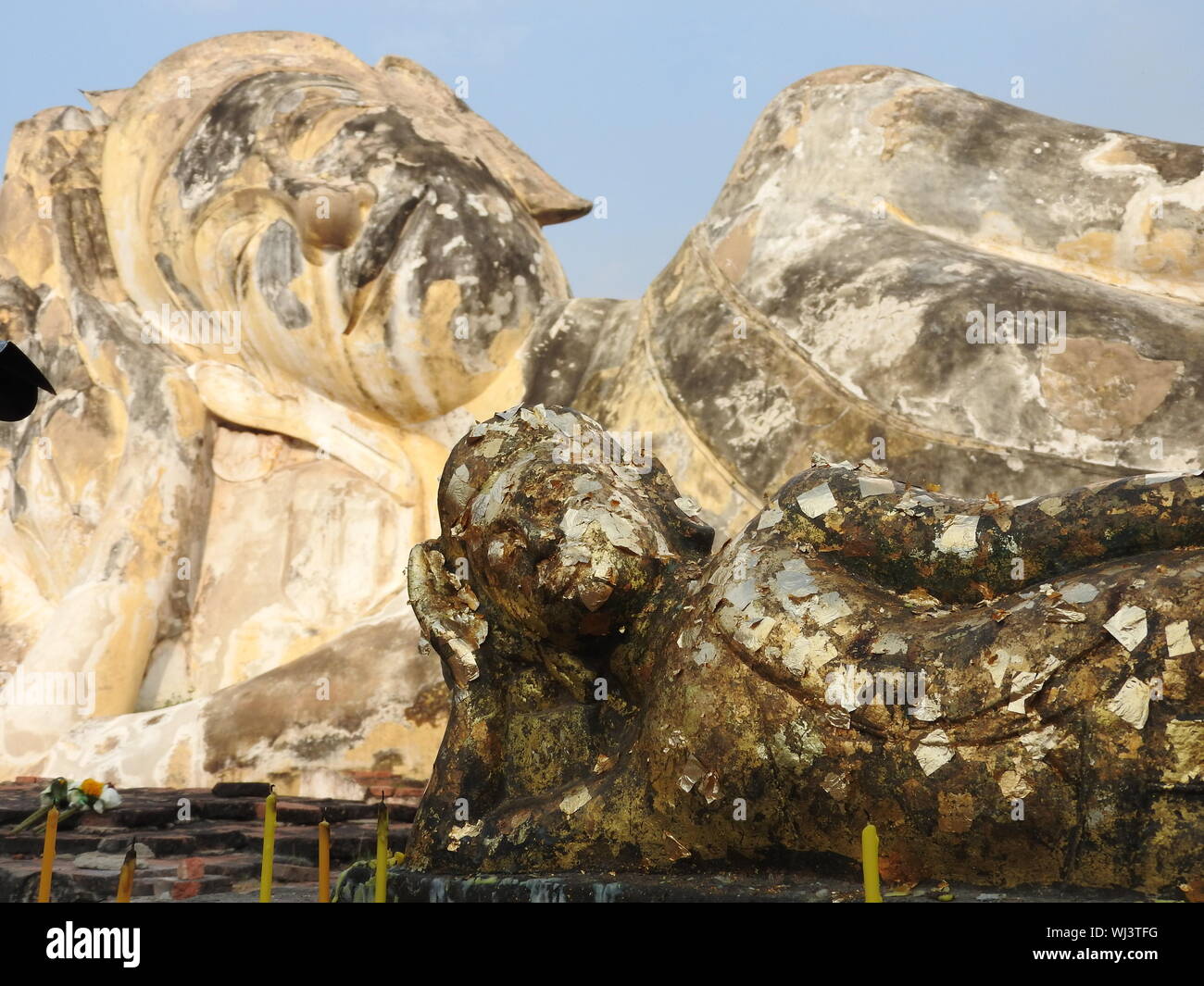 Reclining Buddha Statues At Ayuthaya Stock Photo