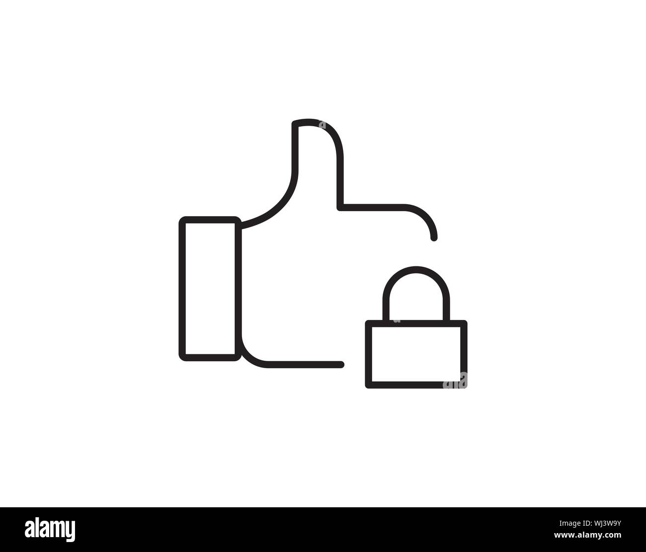 Secure Like Approval Lock Icon Vector Stock Vector