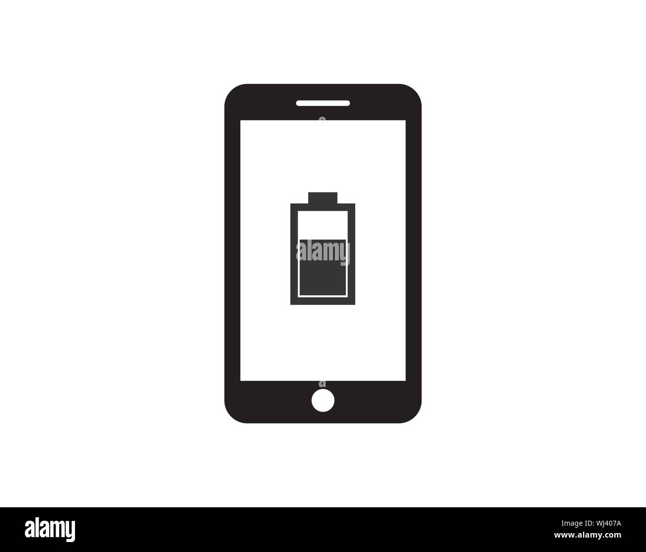 Smartphone Low Battery Warning Icon Vector Illustration Stock Vector