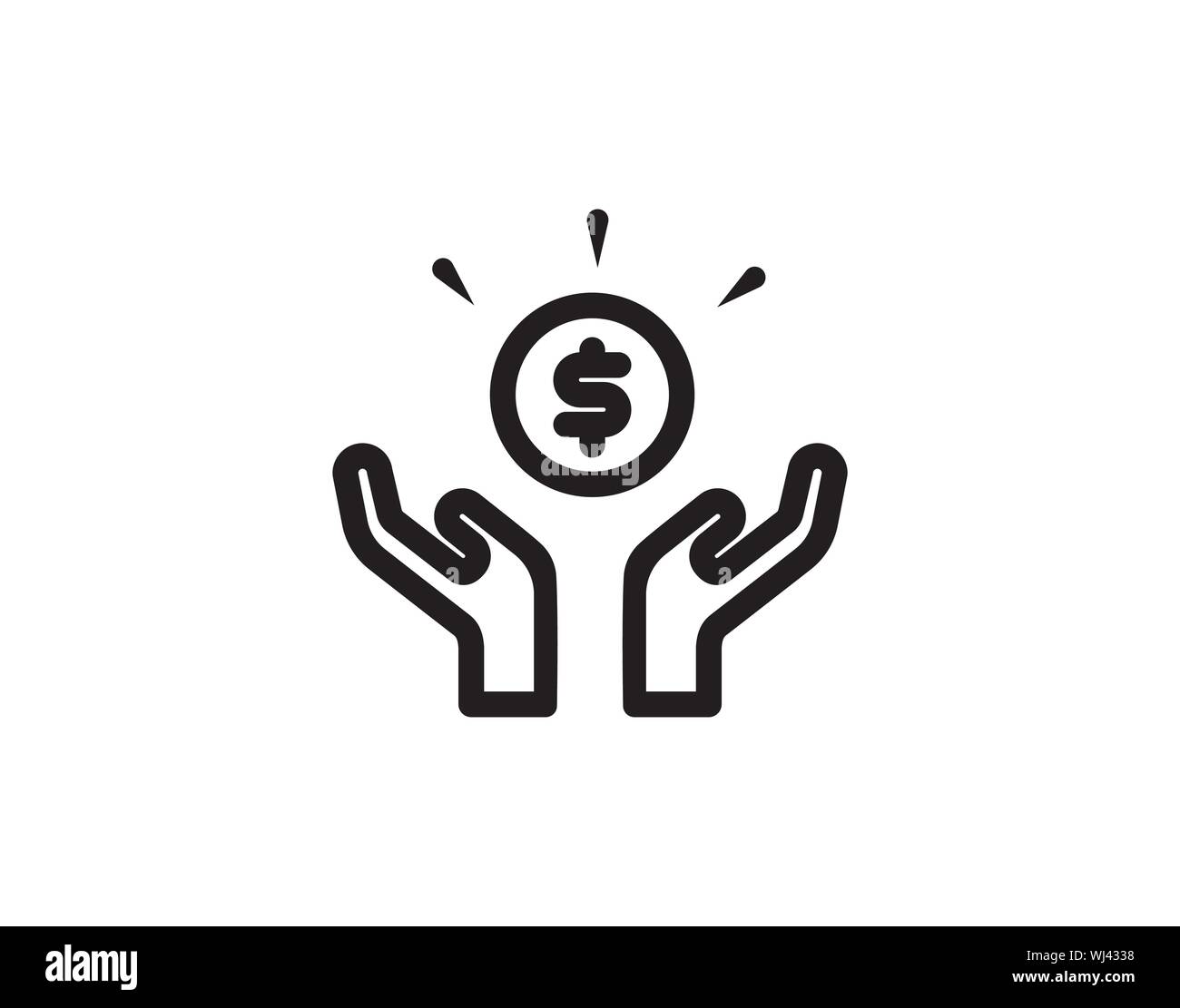 dollar money on hand icon vector - Vector Stock Vector