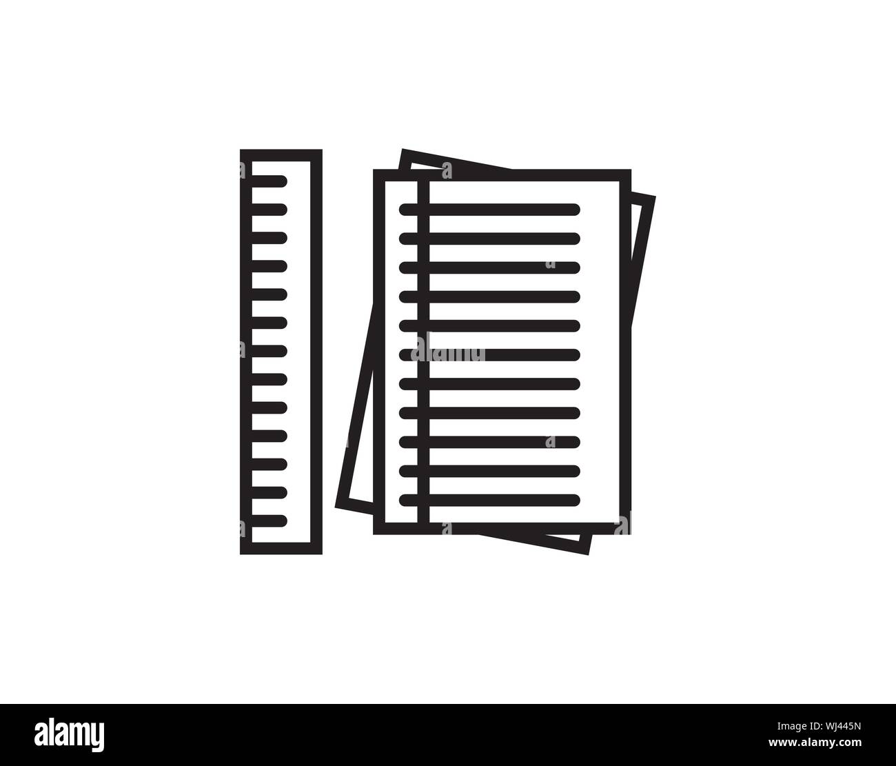 Not book and ruler icon is school equipment - Vector Stock Vector