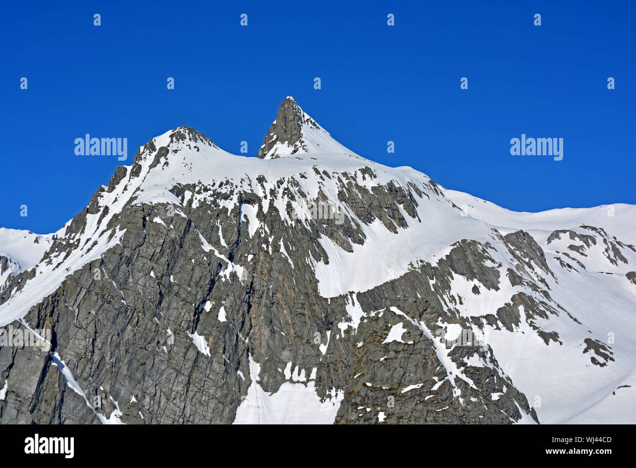 The Grand Golliat in Italy as seen from the Grand St Bernard Pass on the border with Switzerland Stock Photo