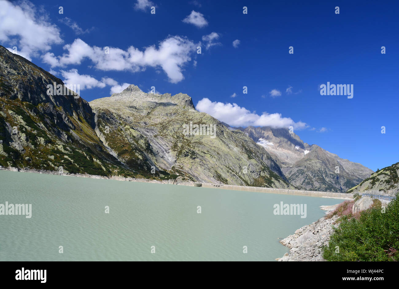 The Alplistock above the Raterichsbodensee just below the Grimsel Pass in central Switzerland. Part of the Bernese Alps Stock Photo