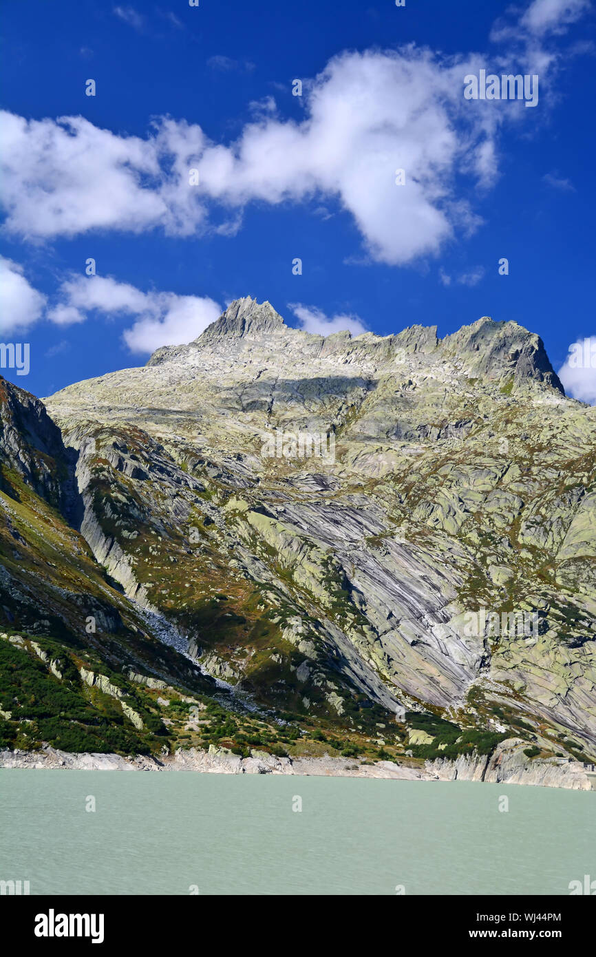 The Alplistock above the Raterichsbodensee just below the Grimsel Pass in central Switzerland. Part of the Bernese Alps Stock Photo