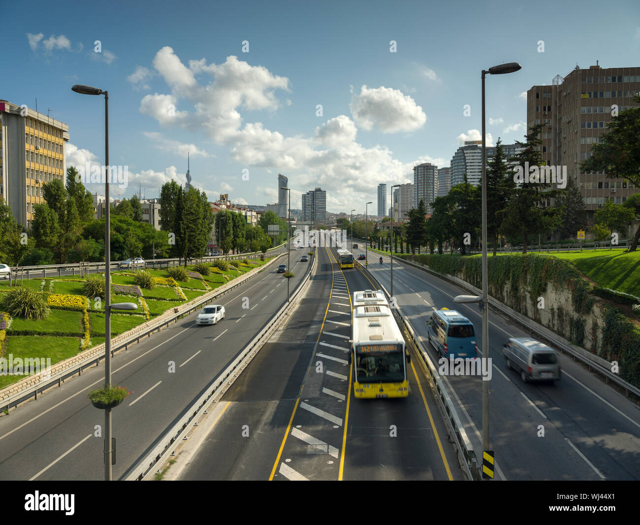 Metrobus route in Kadikoy district of Istanbul city Stock Photo